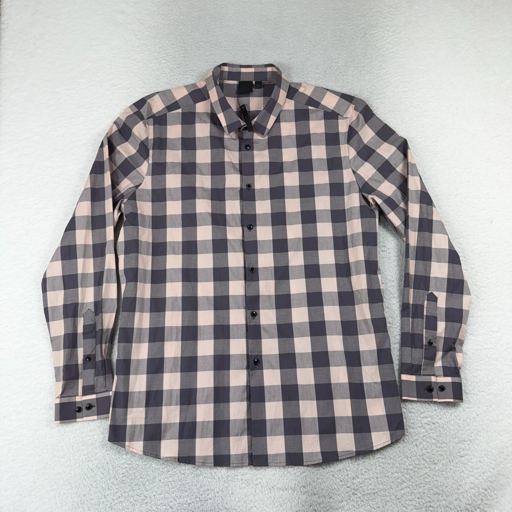 Asos Shirt Mens Size XXL Long Sleeve Button Front Stretch Plaid NEW With Stain